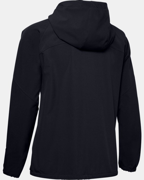 Damen UA Webstoff-Hoodie mit Logo und durchgehendem Zip, Black, pdpMainDesktop image number 5